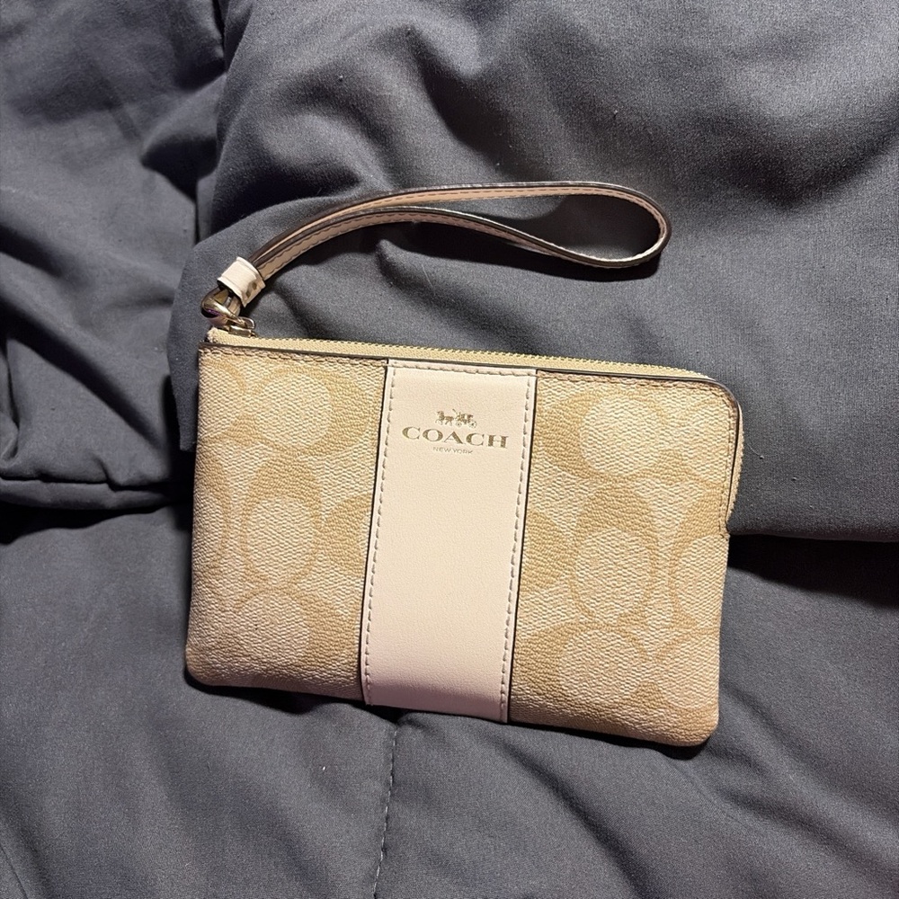 Coach Beige and Cream Wristlet